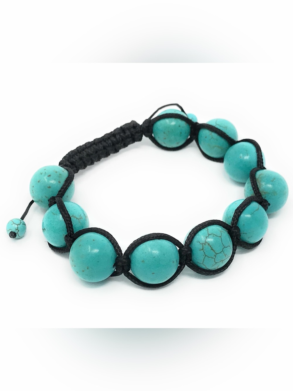 Turquoise Bead Boho Braided Bracelet Adjustable